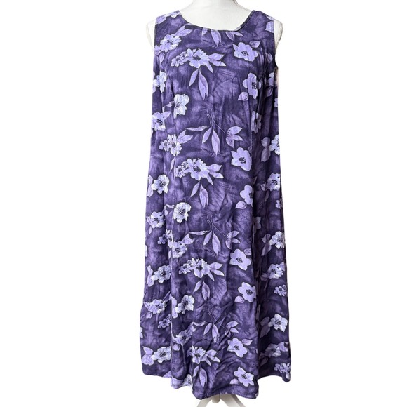 Expressions Plus Dresses & Skirts - Plus Size 16W Purple Floral Maxi Dress Rayon Boho Sleeveless
